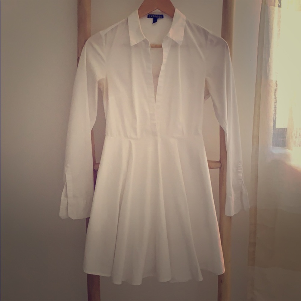 White long sleeve shirt dress